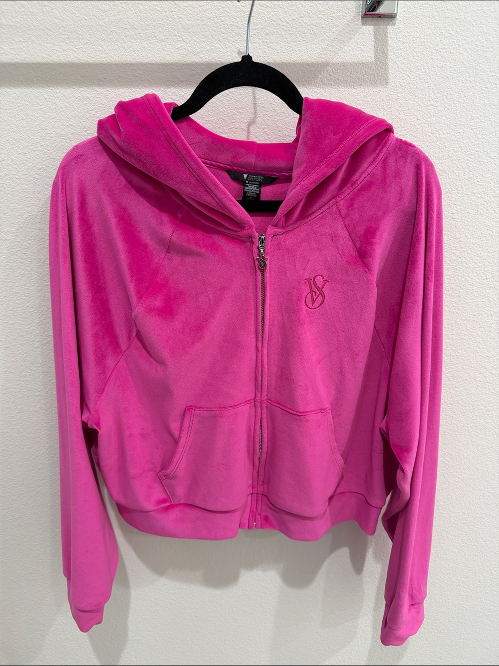 PINK Victoria's Secret Hot Pink Velour Zip Hoodie